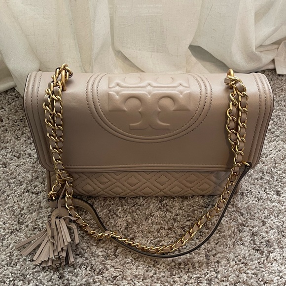 Tory Burch Purse - Fleming Blush/Cream Matte Convertible Shoulder Bag - Picture 4 of 10